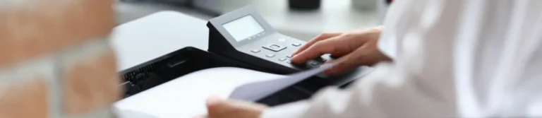 Woman printing documents on an office printer