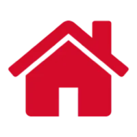 Red house icon representing an Oxbow residential solar customer